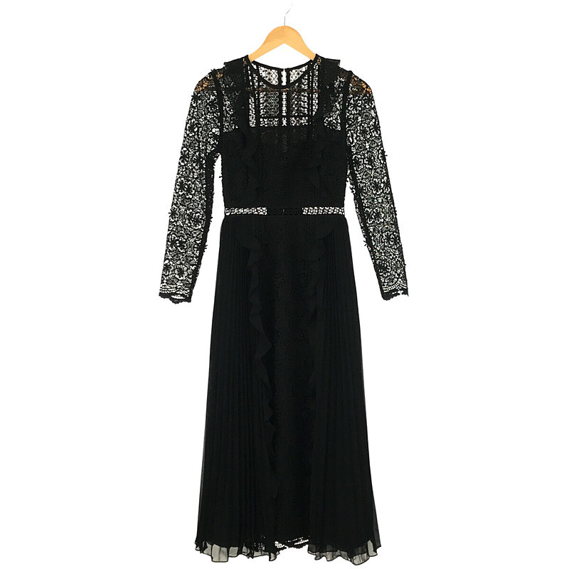 BLACK LACE GUIPURE MIDI DRESS ブラック ギピュール レース ミディ