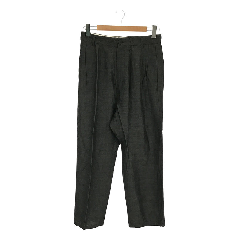 LINEN JAQUARD PANTS-DOBLE PLEAT PANT サマースラックスパンツ