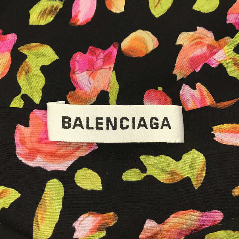 BALENCIAGA / バレンシアガ シルク100% フローラル プリント スカーフカラー プルオーバー ブラウス