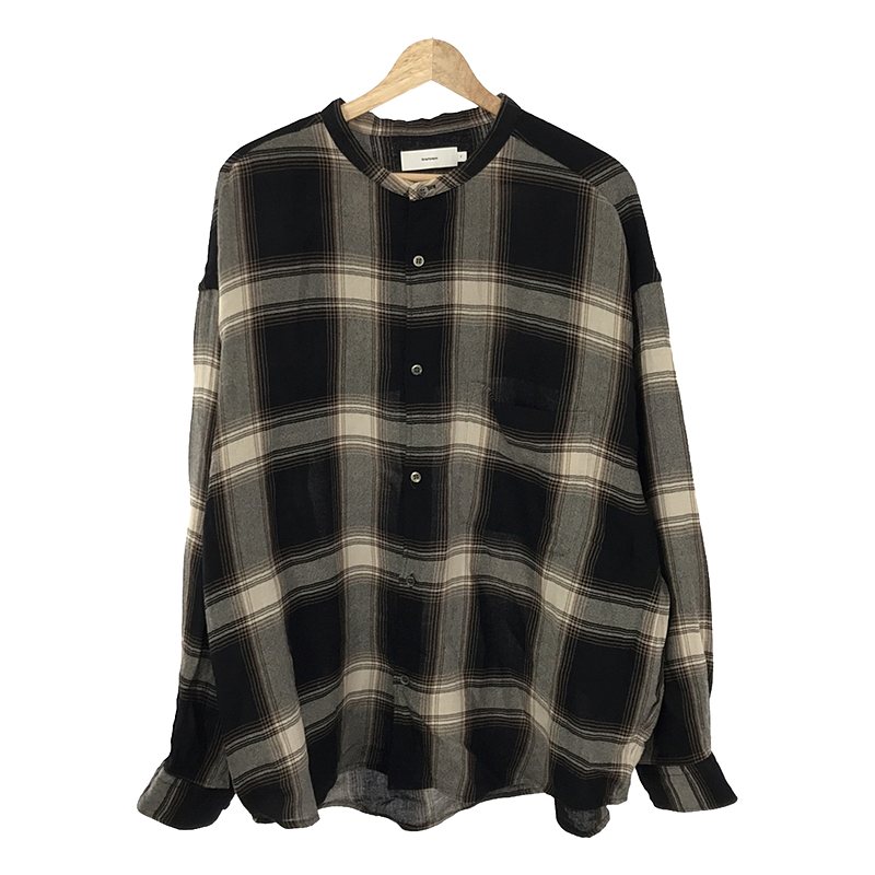 Check Band Collar Big Sleeve Shirt / バンドカラー ビッグスリーブ シャツ