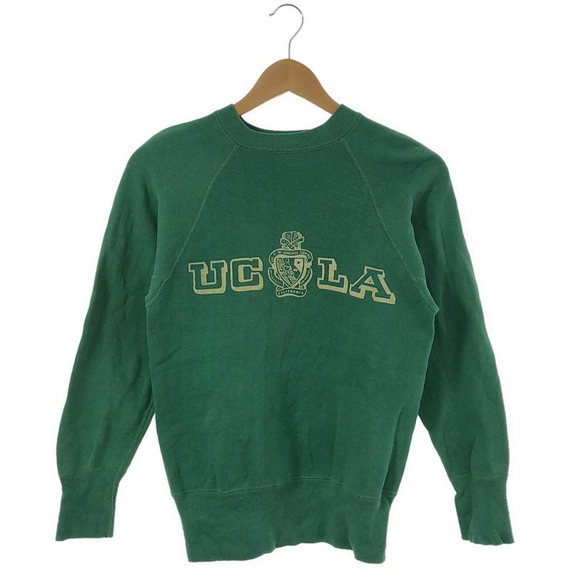 60s〜 UCLA カレッジ フロッキープリント ラグランスリーブ スウェット