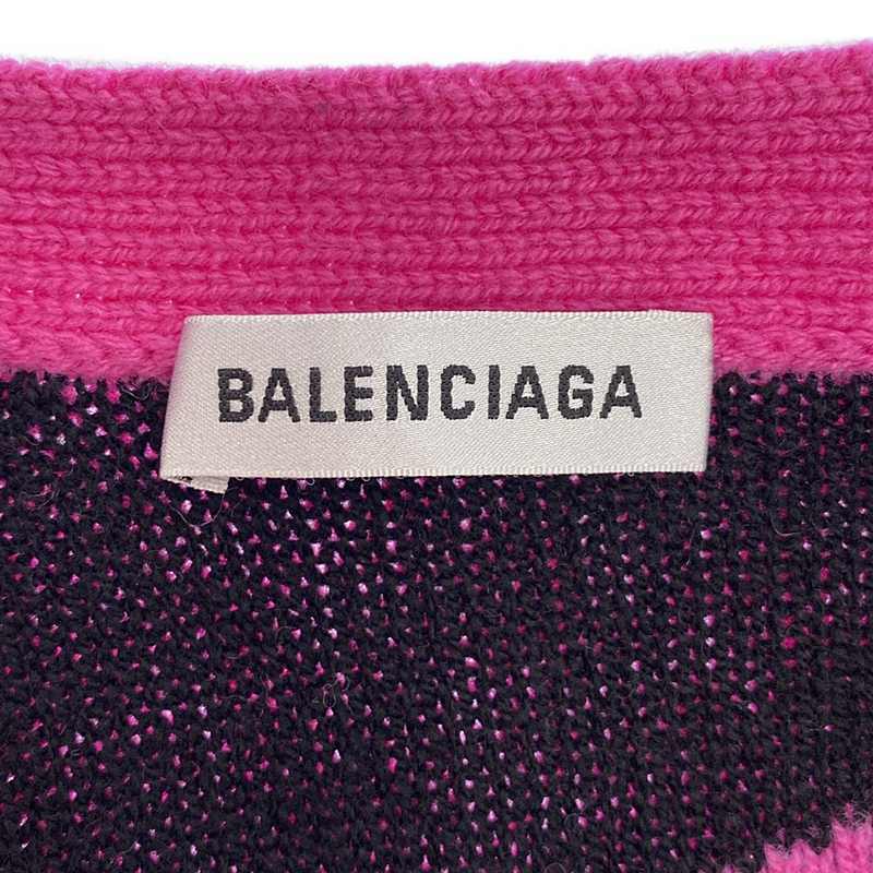 BALENCIAGA / バレンシアガ ウール ロゴジャガード オーバーサイズ Vネック ニットカーディガン