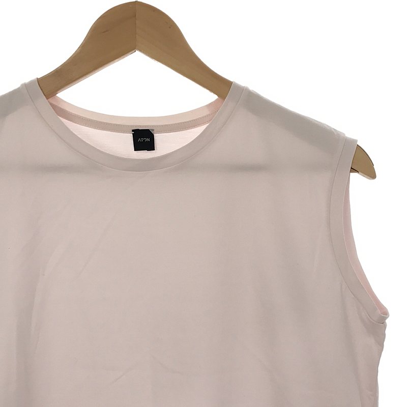 ATON / エイトン ROUND HEM TANK TOP / クルーネック スリット ロングタンクトップ