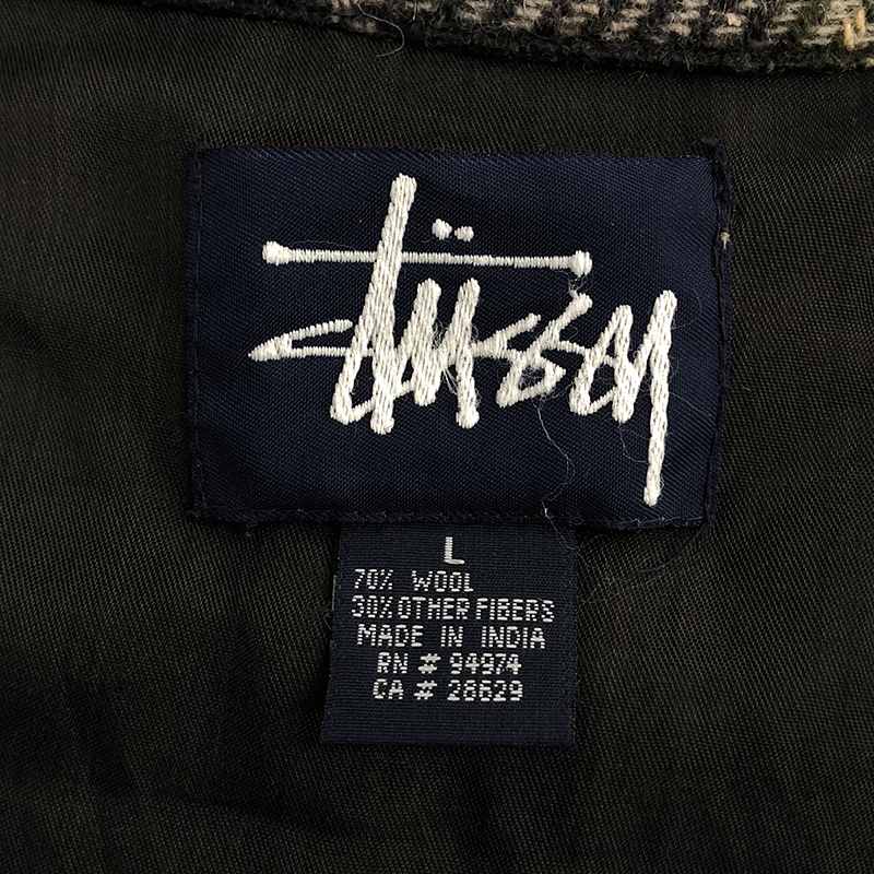 STUSSY / ステューシー 1990s〜 OLD / オールド 紺タグ ウール チェック シャツ ジャケット / 総裏地