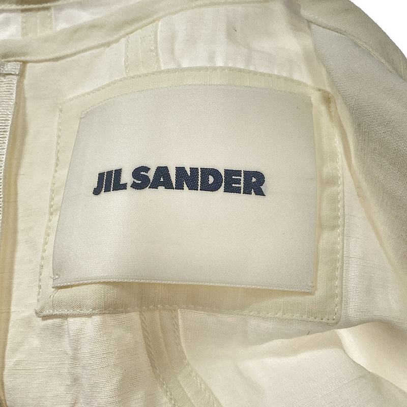 JIL SANDER / ジルサンダー コットンリネン Aライン スリット ギャザー ワンピース