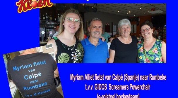 Myriam Alliet fietst t.v.v. e-rolstoelhockey