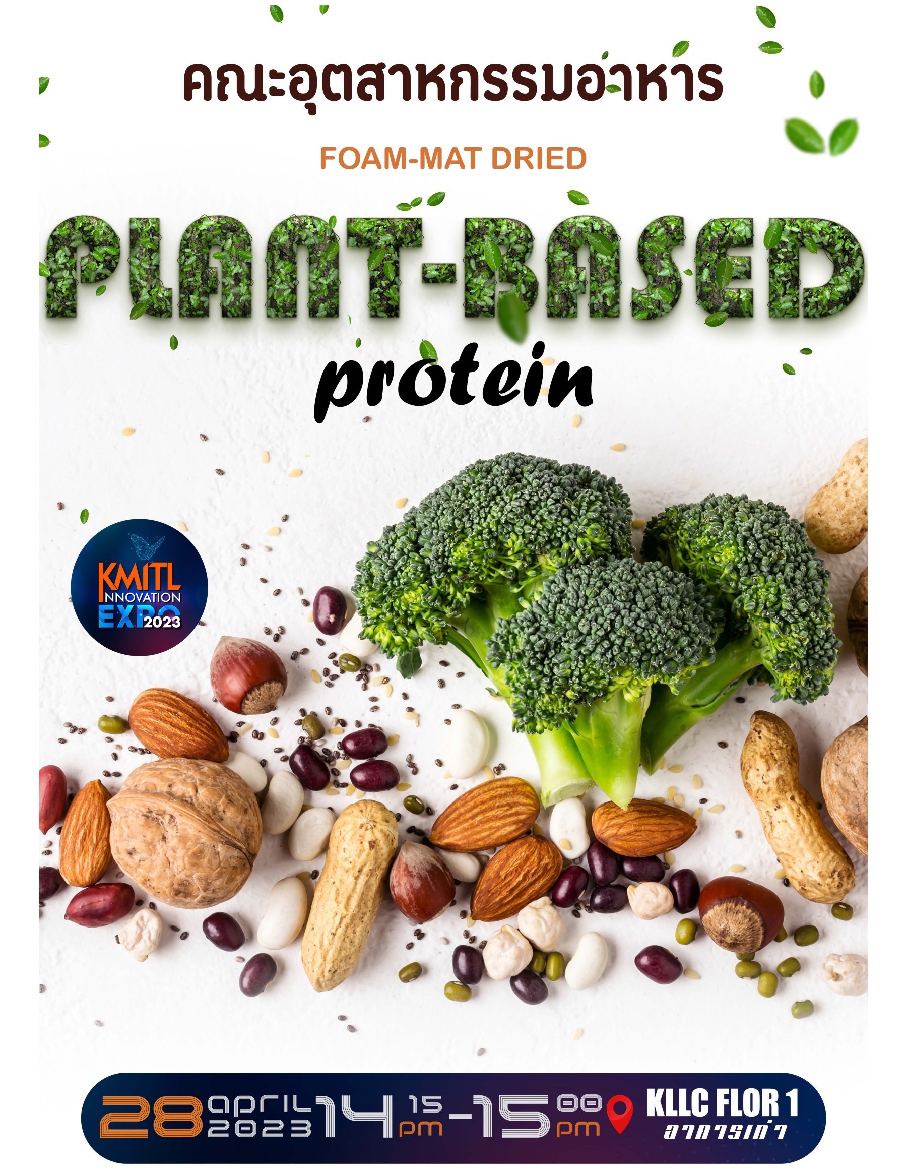 ผงโปรตีนจากพืชอบแห้ง ด้วยวิธีโฟมแมท (Foam-mat dried plant-based protein)