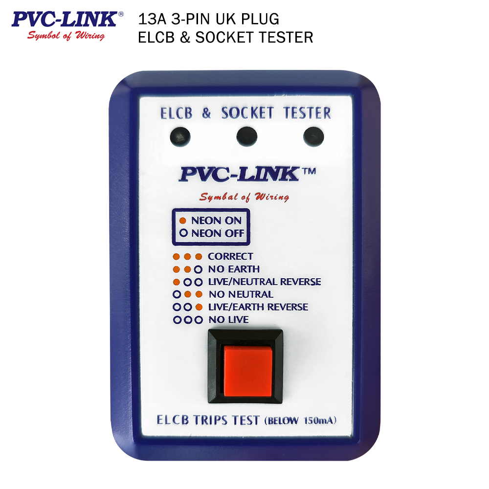 KM Lighting - Product - PVC-LINK 13A 3-Pin UK Plug ELCB & Socket Tester  (PMT-13E)