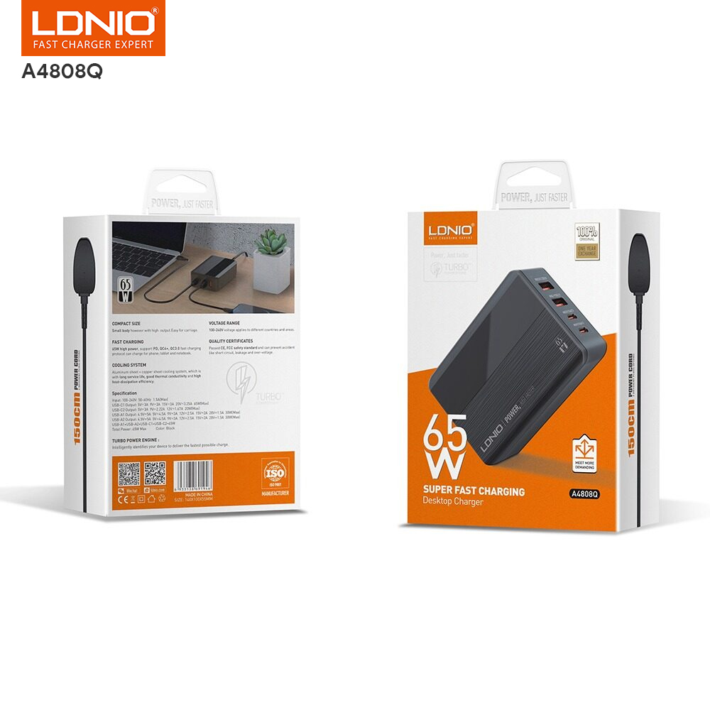 LDNIO A4808Q 65W Desktop Fast Charger 