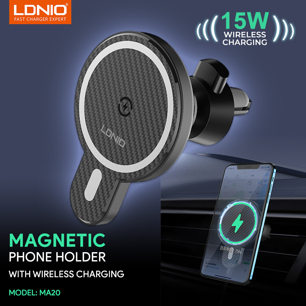 KM Lighting - Product - LDNIO Car Mount Magnetic Phone Holder 15W ...
