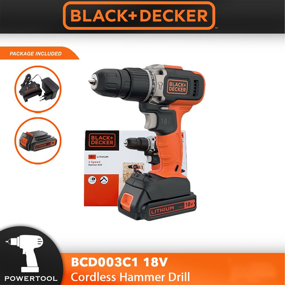 KM Lighting Product BLACK DECKER Hammer Drill 18V 1.5AH