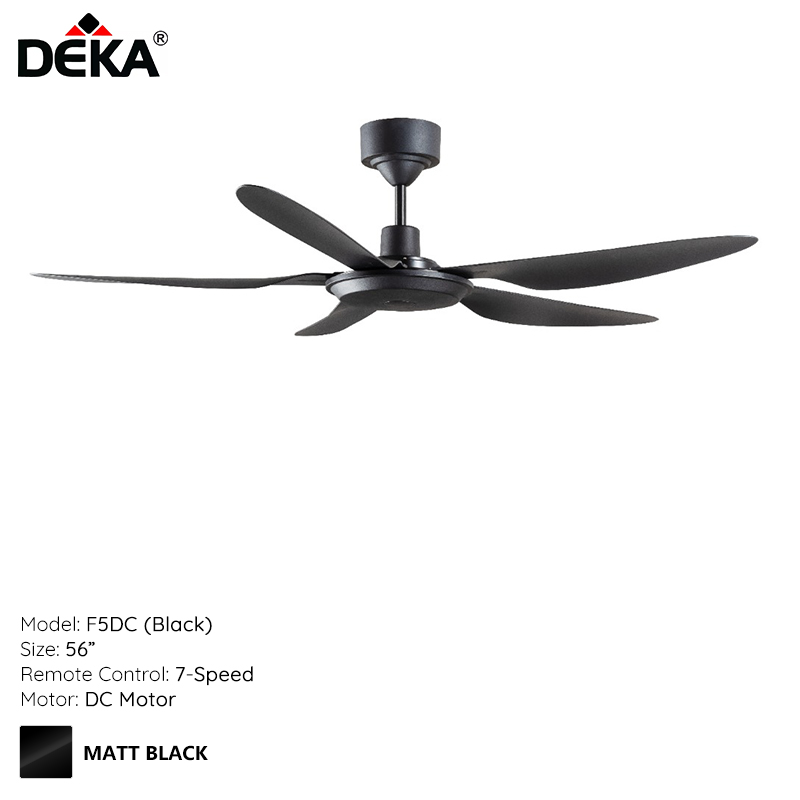 KM Lighting Product DC Motor Ceiling Fan Black 56" 7Speed (SKU