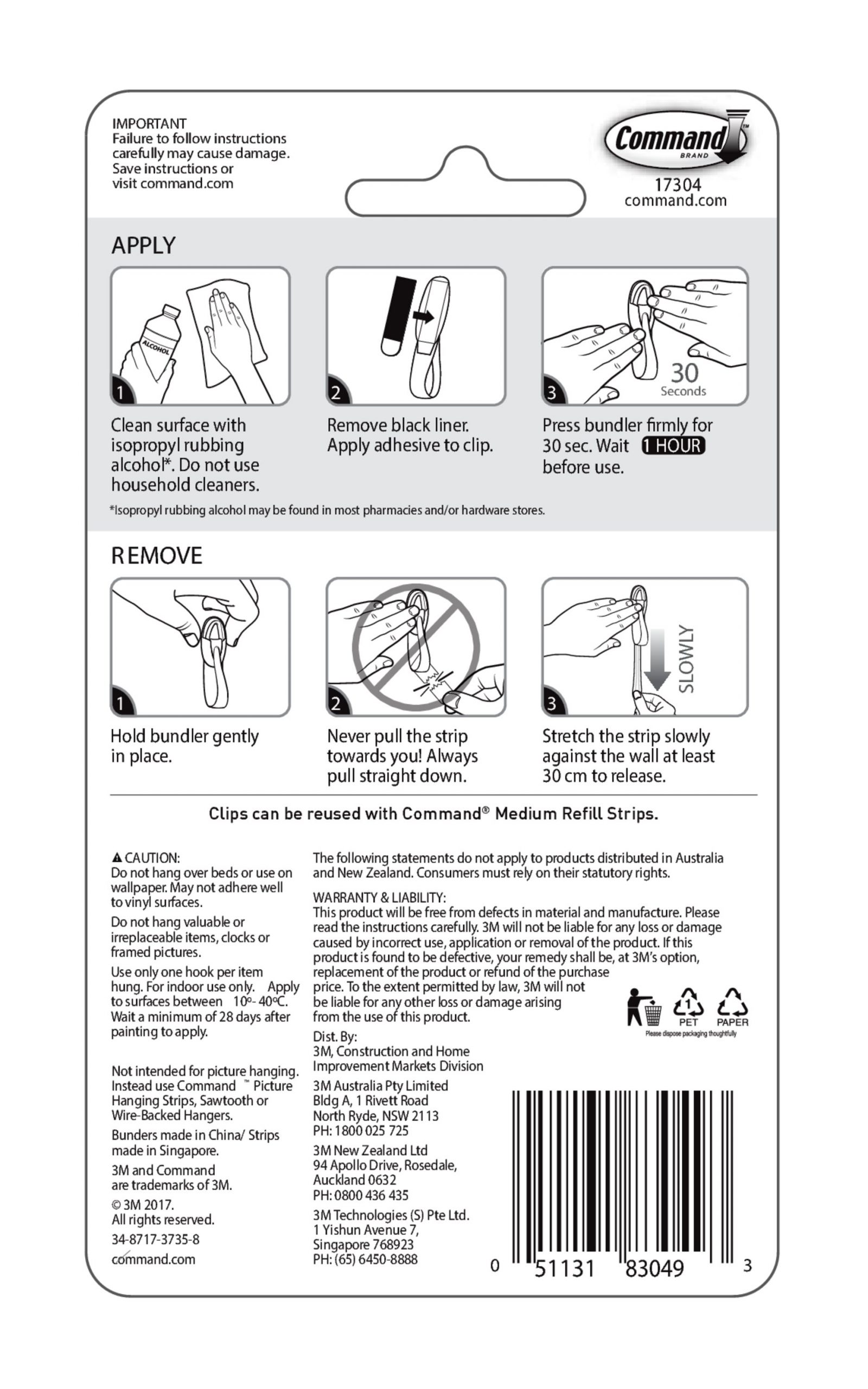 Command 17304 Medium Cord Bundlers with Strips, White, 2 Bundlers and 3 Strips