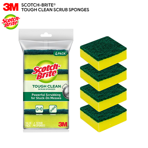 KM Lighting - Product - 3M™ Scotch-Brite® Tough Clean Scrub Sponge (4  Pcs/Value Pack)