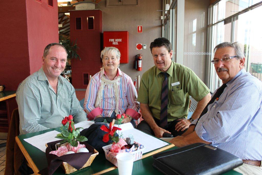 Caption: Federal Member for New England, Barnaby Joyce with Guyra Shire Council’s Cr Dot Vickery, General Manager, Peter Stewart and Mayor Cr Hans Hietbrink.