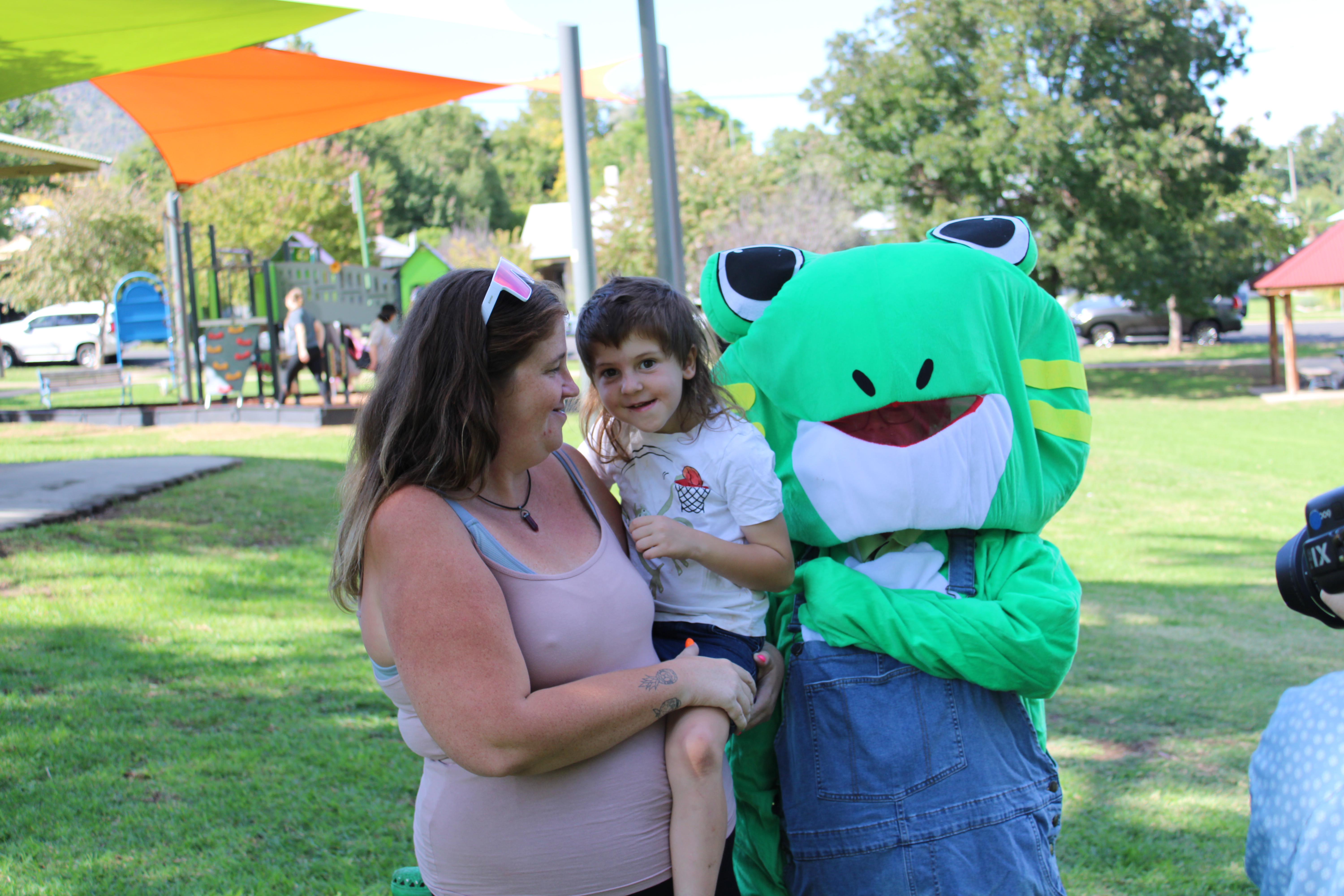 Sarah with Jackson and Flip Flop the Frog.JPG