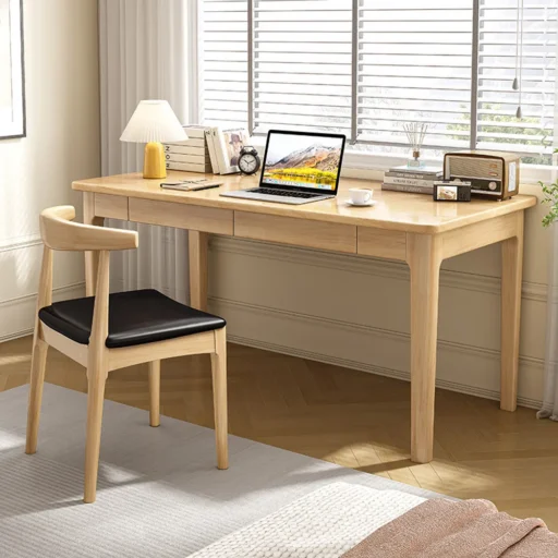 中式全實木雙抽書桌