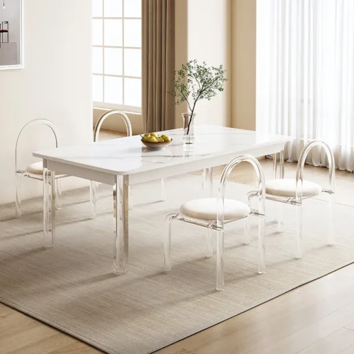 懸浮餐桌 質感壓克力桌腿