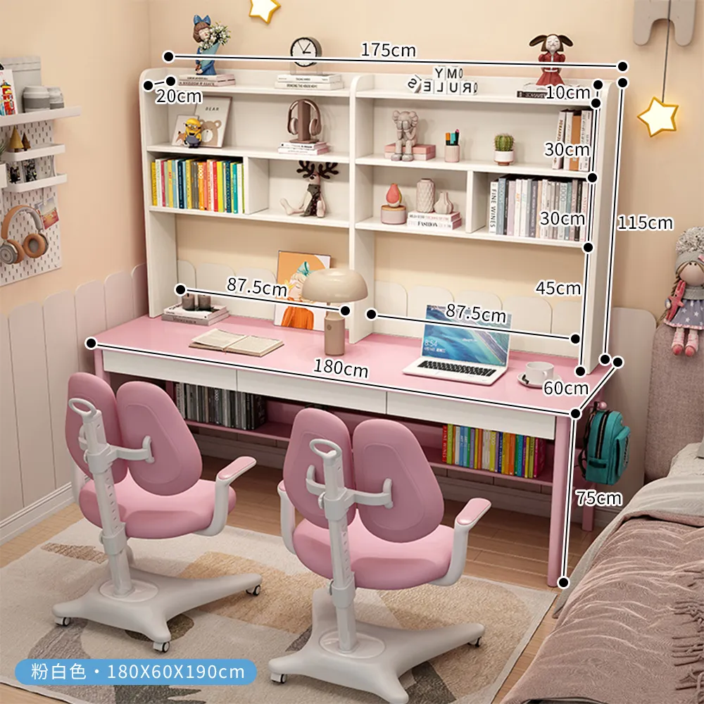 實木雙人書架書桌:圖片 19