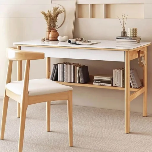 實木岩板跳色書桌