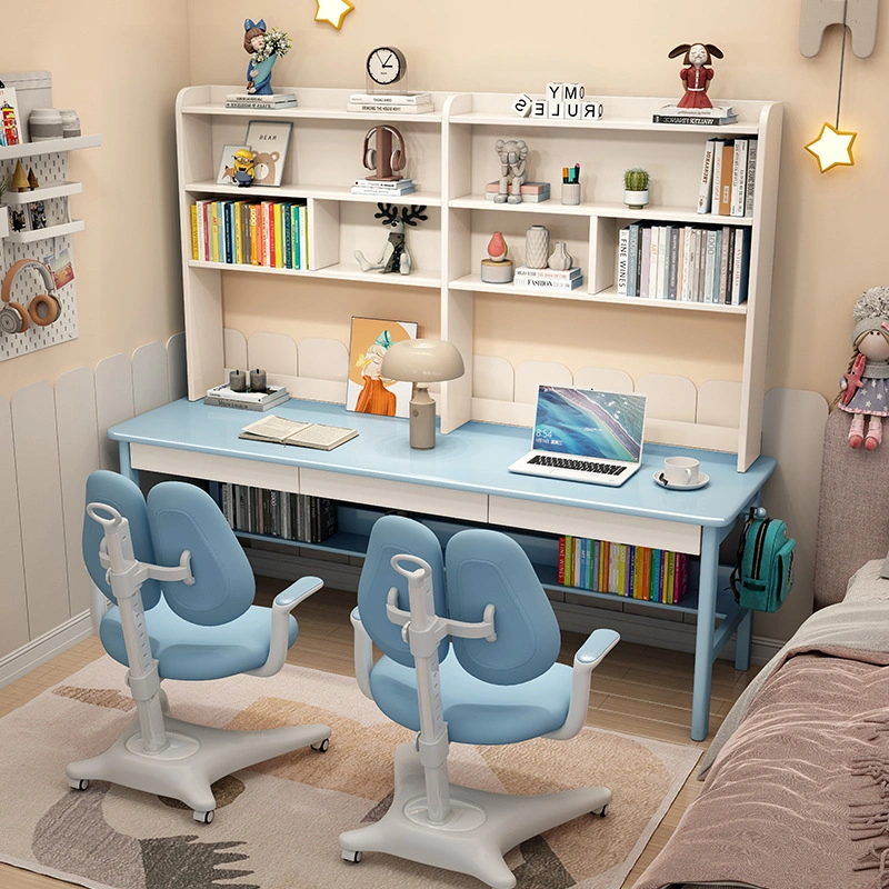 實木雙人書架書桌:圖片 6