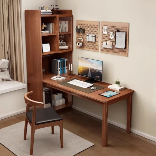 實木連櫃書桌櫃門款