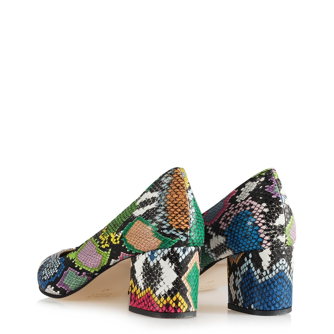 Women’s Multi-color Snake Pattern Low Heeled Shoes