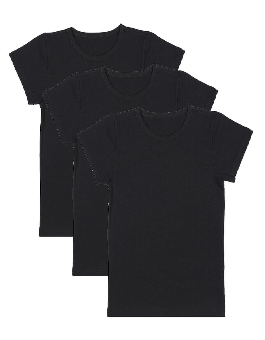 Boy’s Short Sleeves Black Undershirt- 3 Pieces
