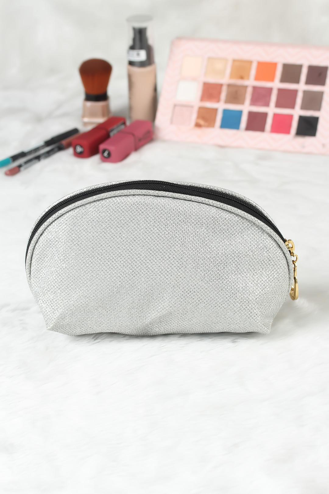 Women’s Glitter Silver Makeup Bag