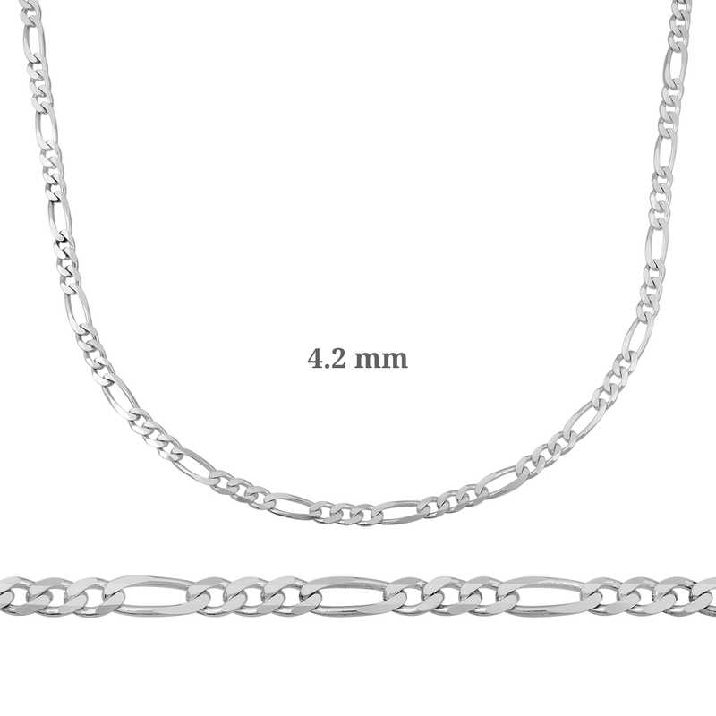 4.2 mm Silver Figaro Chain- 120 Micron