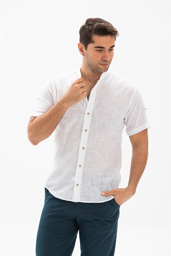 قميص أبيض بأكمام قصيرة رجالي – كل شئ
