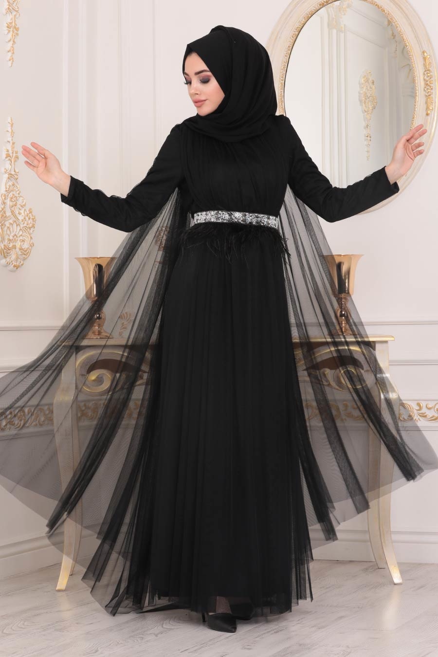 evening dress black hijab evening dress 3906s abye elbseler tesettrl abye elbseler 66098 21 B 1604098873569