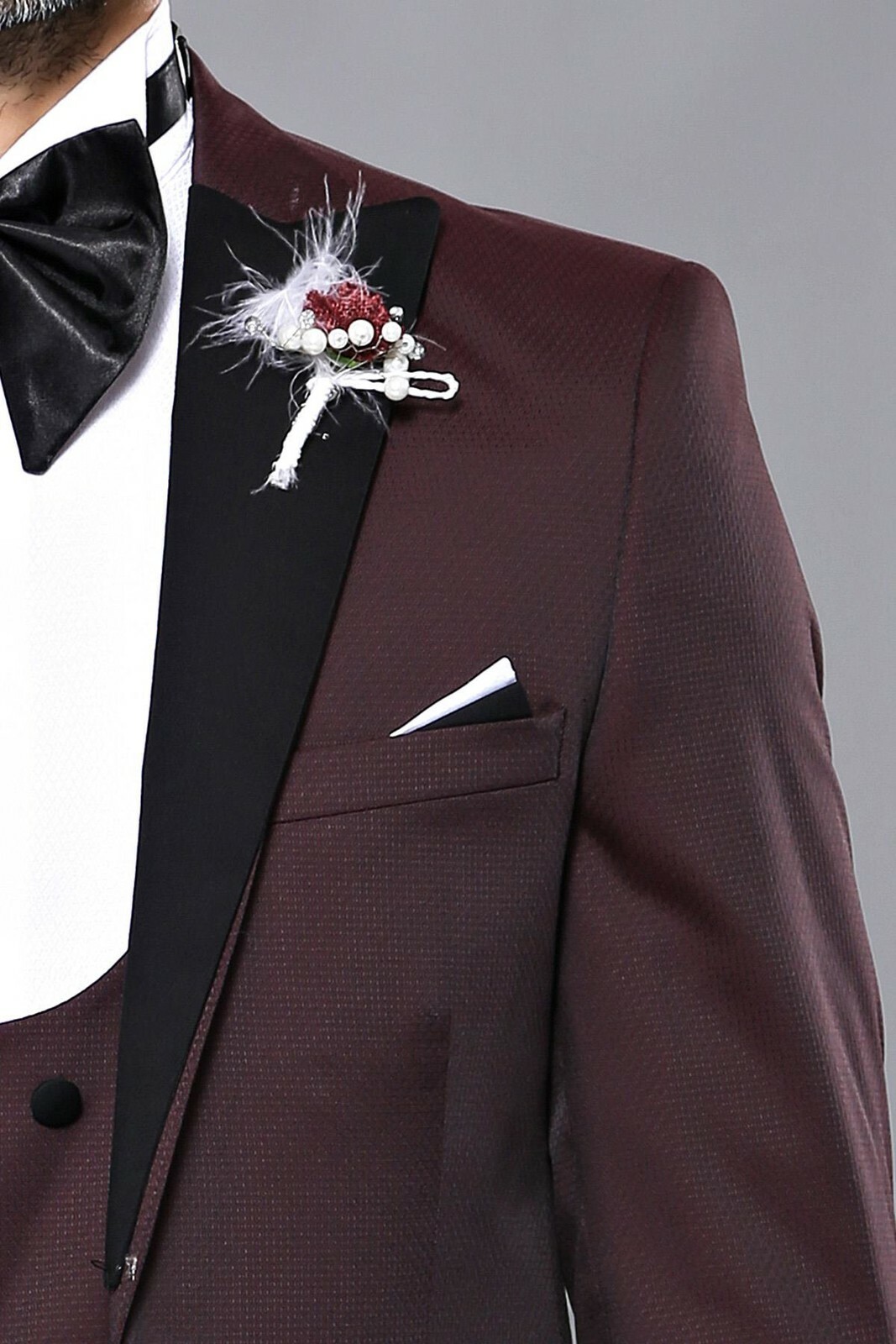 Men’s Claret Red Groom Formal Suit Set