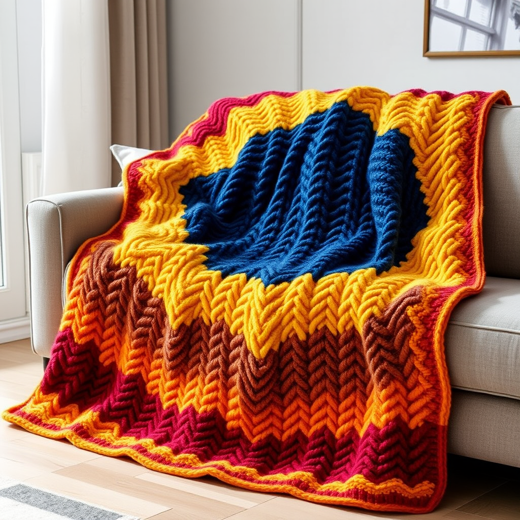 The Cosmic Ripple Chunky Blanket Free Pattern