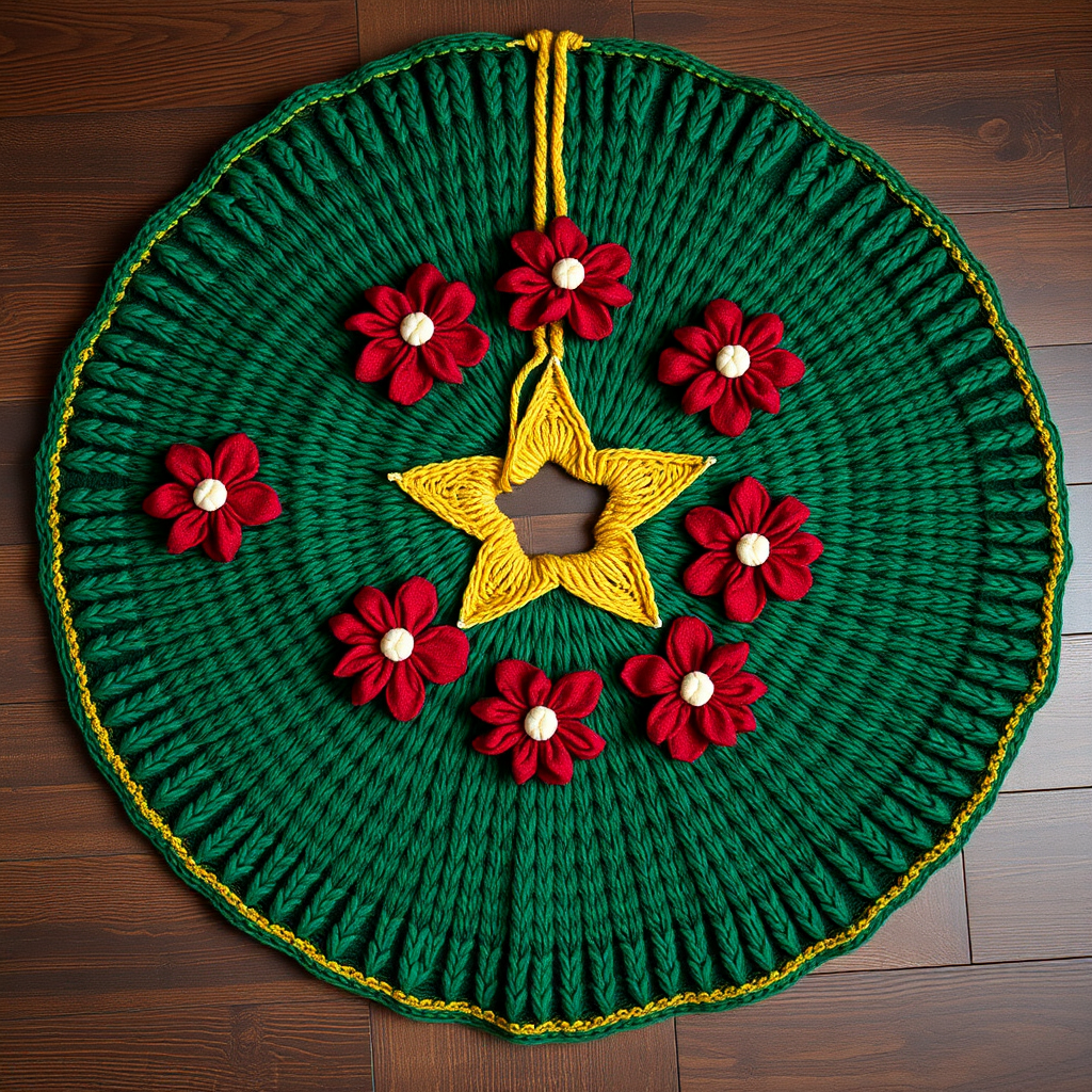 Starlight Poinsettia Tree Skirt Free Pattern – A Celestial Knit Holiday Heirloom