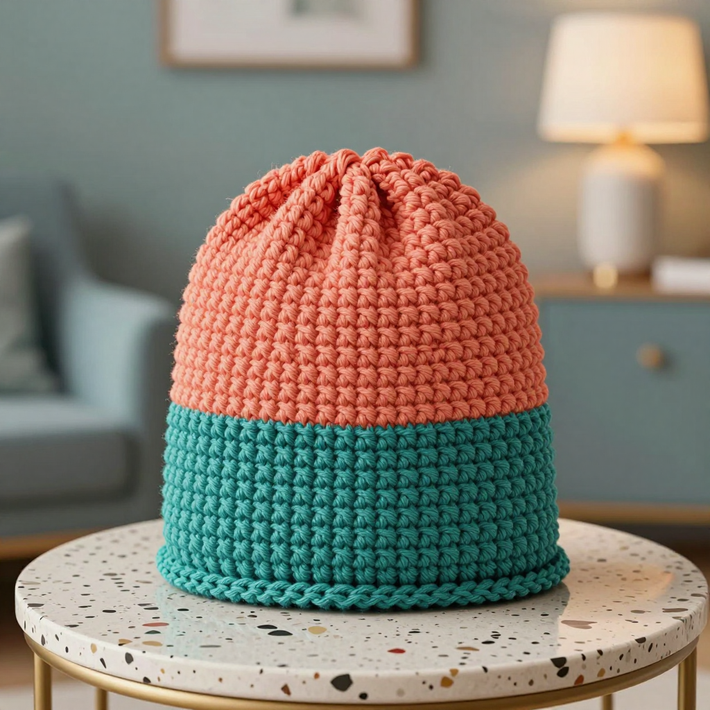 Colorblock Slouch Beanie Free Crochet Pattern