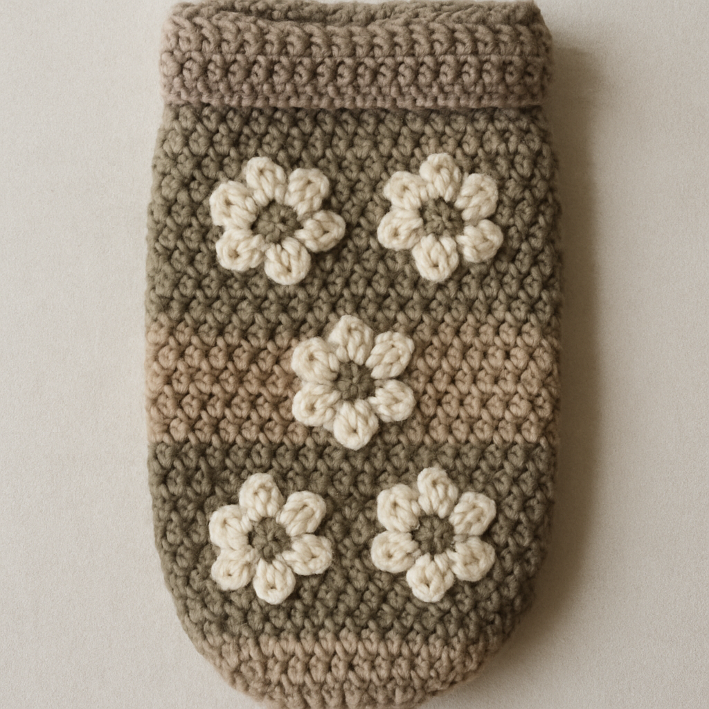 Chunky Avant-Garde Baby Cocoon with Floral Motif - Free Pattern