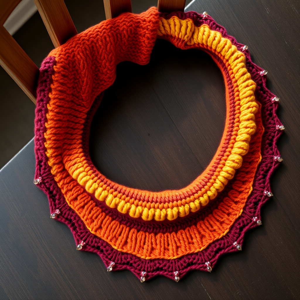 Ember Glow Crescent Shawlette Free Pattern – Textured Knit with Beaded Edge