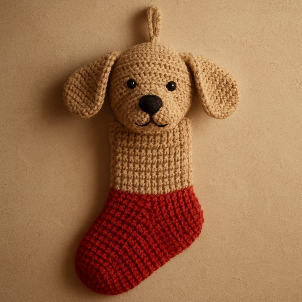 Crochet Adorable Holiday Paws-Themed Pet Stocking Free Pattern