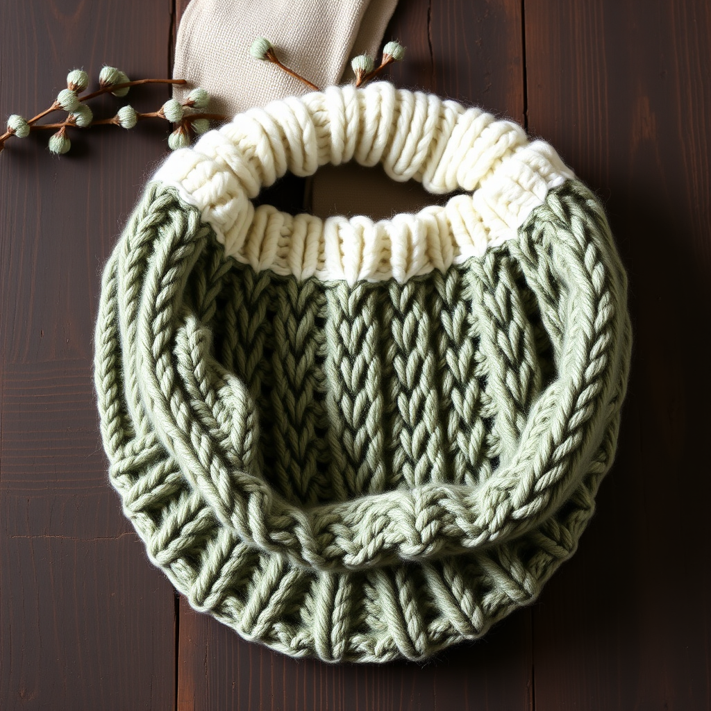 Frosted Fern Ribbed Mesh Cowl Free Pattern – A Knitted Winter Botanica Wrap