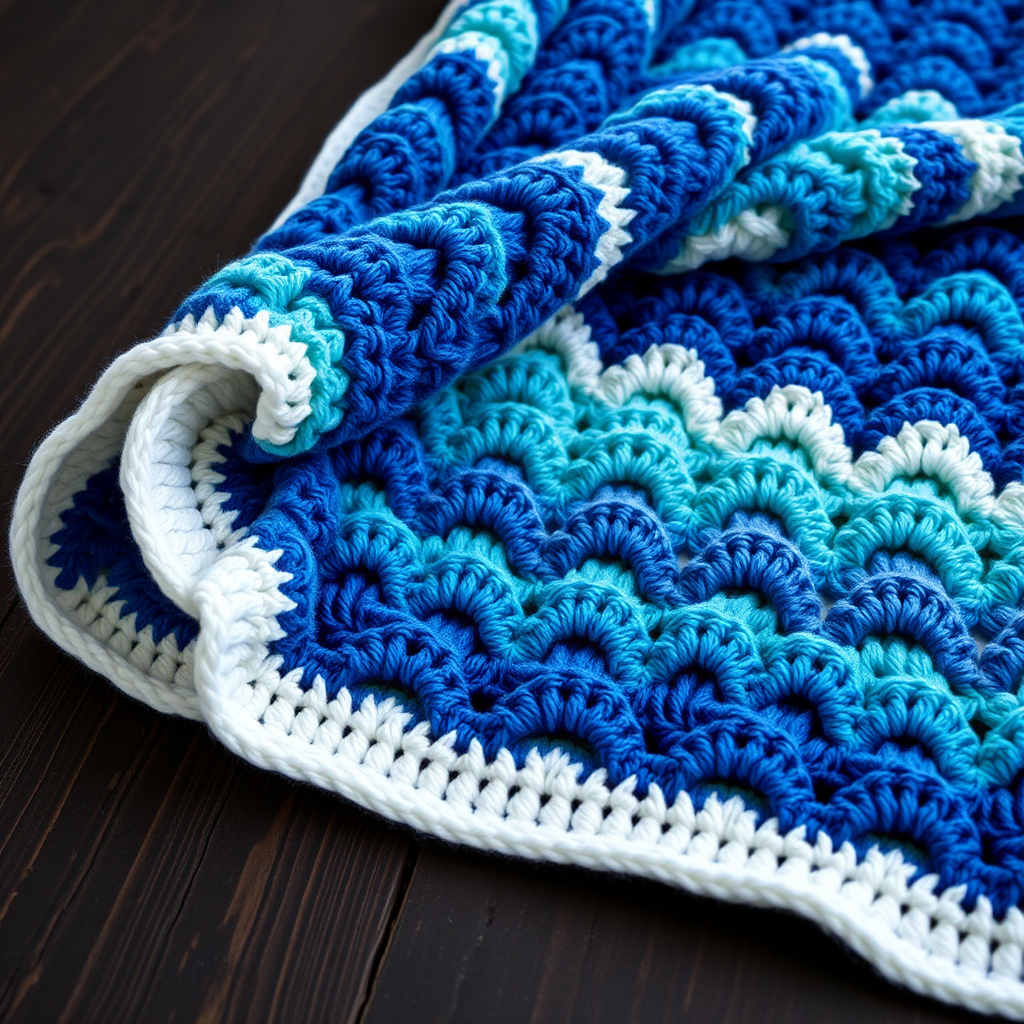 The Azure Dune Crochet Blanket Free Pattern – A Wavy Blue Oasis