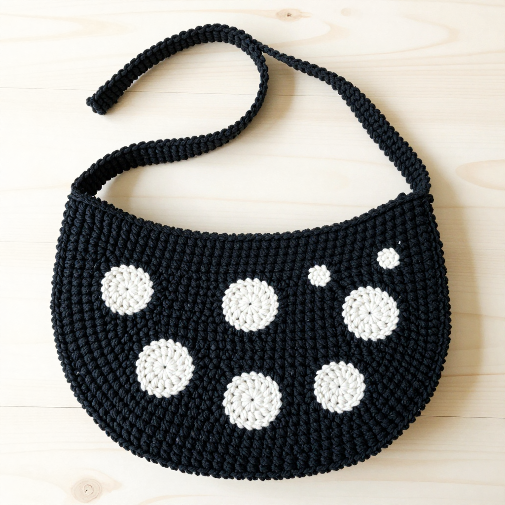 Bleach Spot Half-Moon Crochet Bag Free Pattern: A Grunge Crescent Crossbody