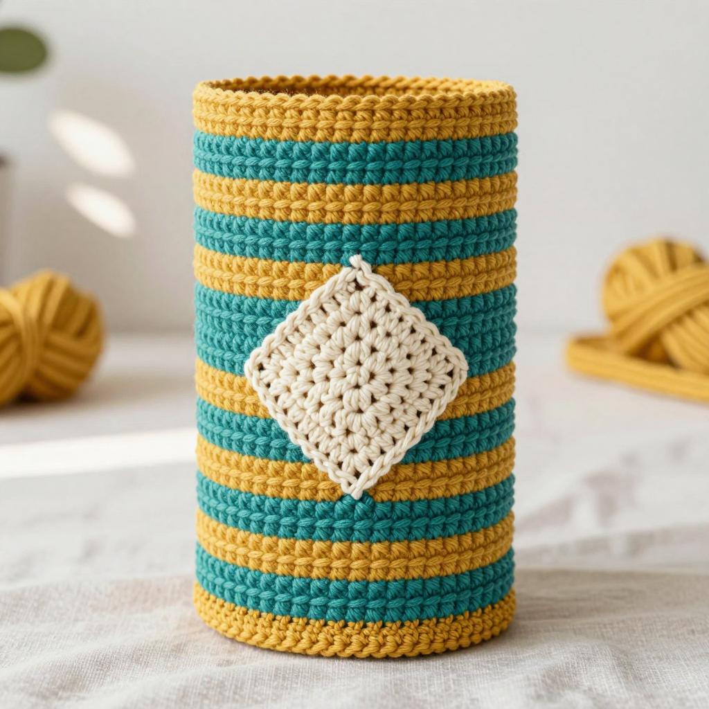 Retro Diamonds Travel Mug Cozy Free Crochet Pattern