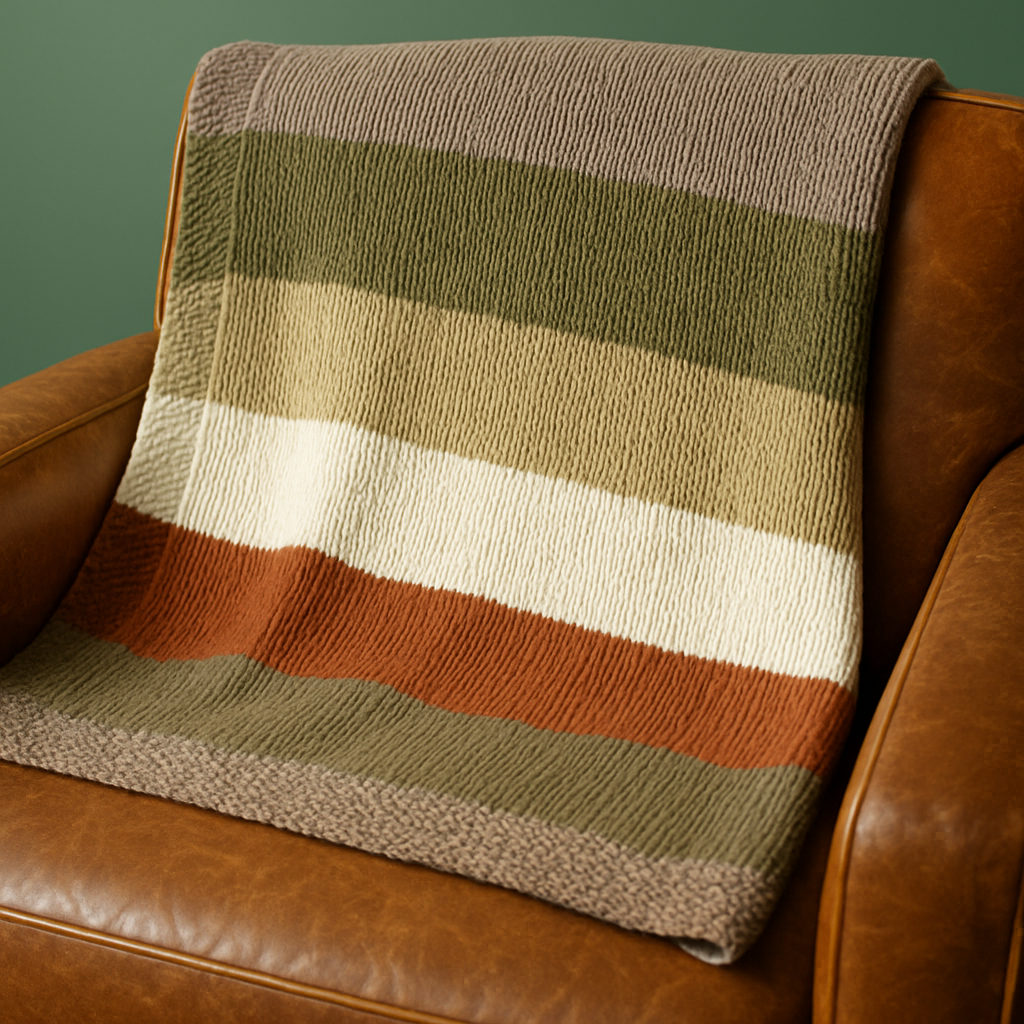 Y2K Earthy Neutrals Baby Blanket with Stripes - Free Pattern