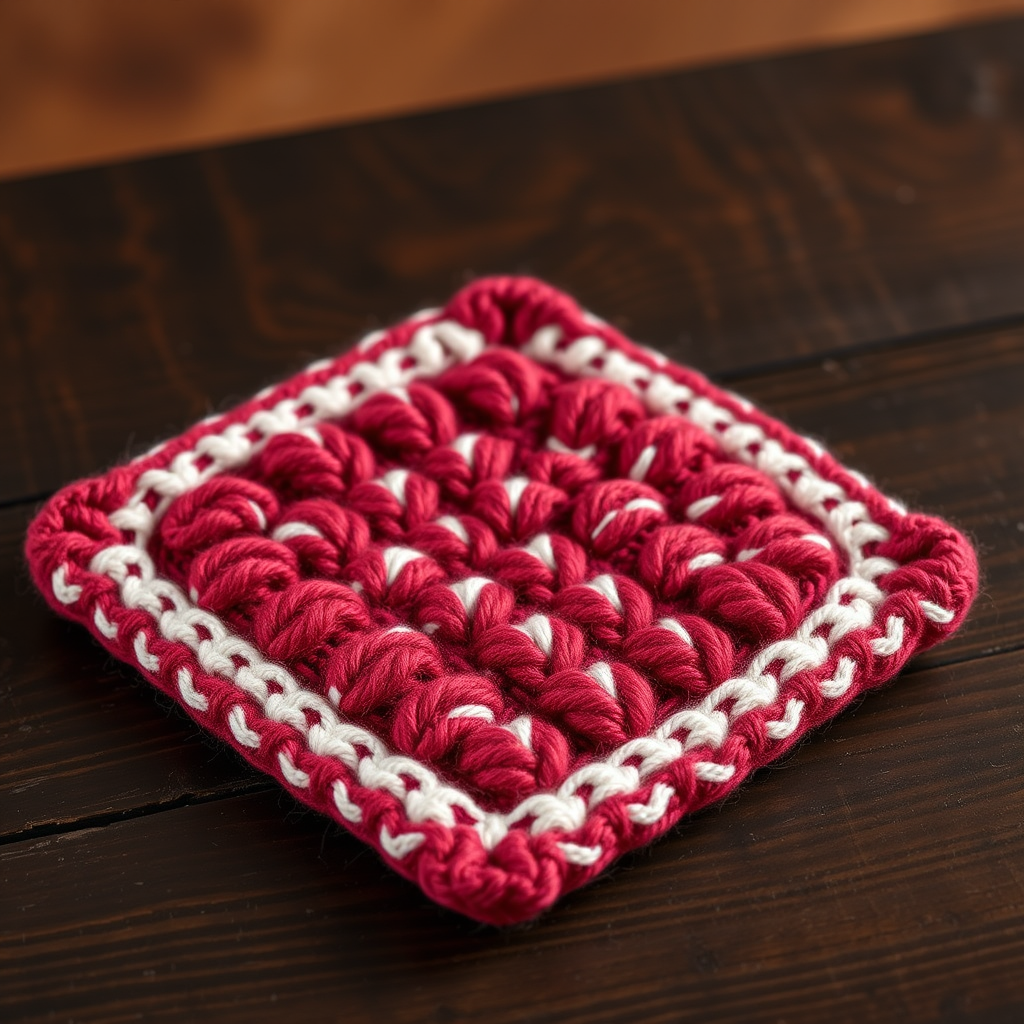 Frosted Cranberry Cable Knit Hot Pad Free Pattern