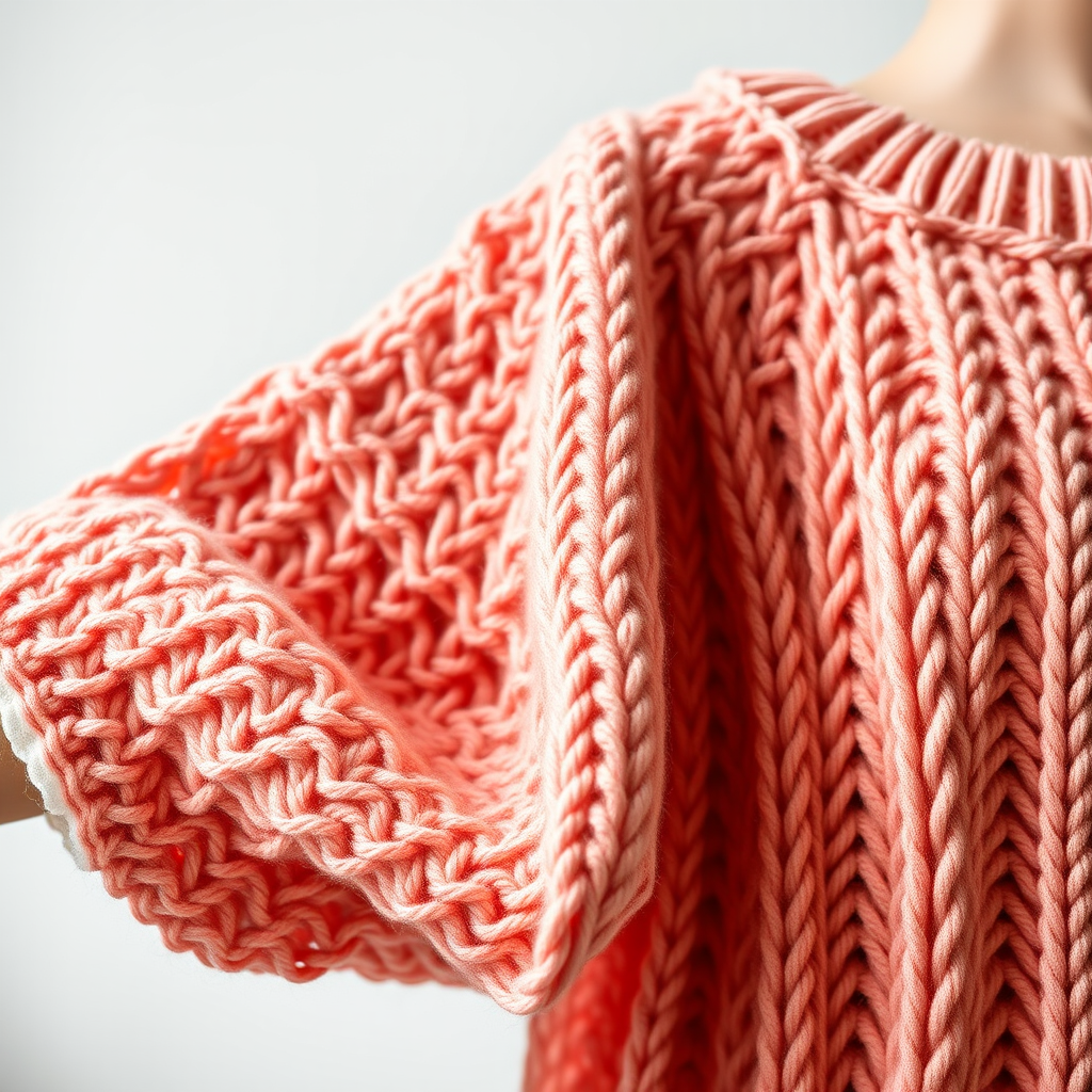 Chunky Coral Ribbed Knit Sweater Pattern