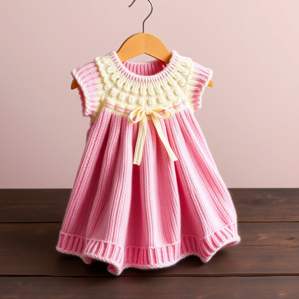 Cloudberry Cottage Baby Dress & Bloomer Set Free Pattern – Knitted Textured Yoke Dress