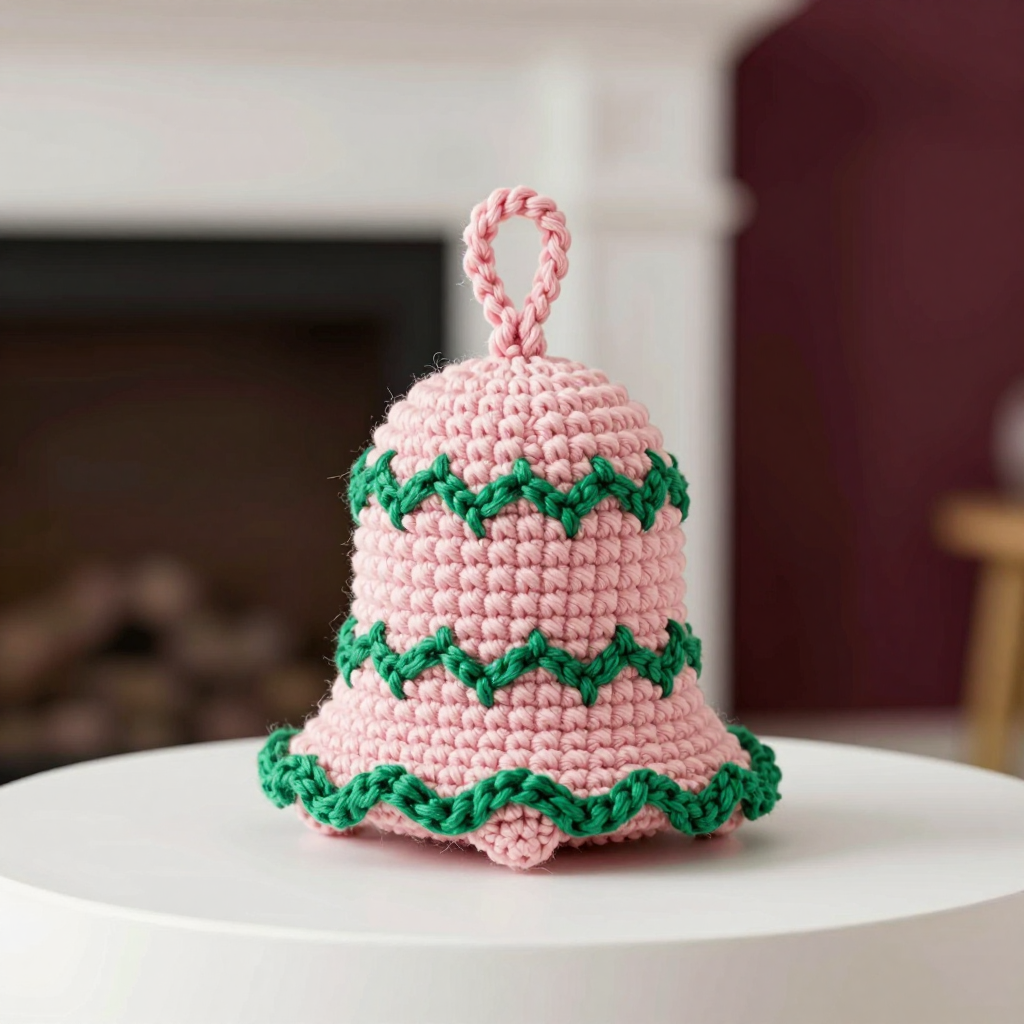 Blush Chevron Bell Garland Bead Free Crochet Pattern