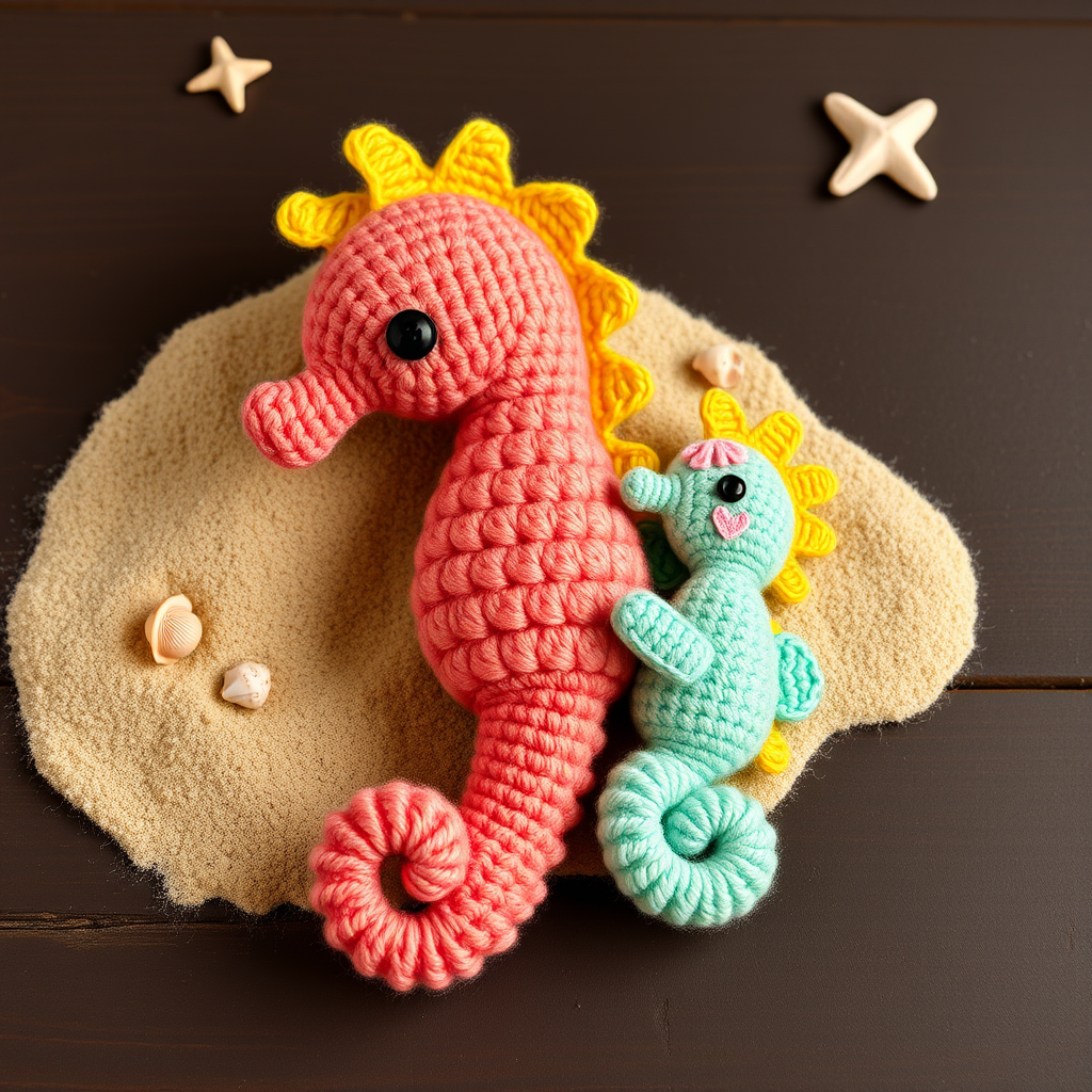 Coral Cove Mommy and Me Seahorse Amigurumi Free Pattern – A Coastal Cuddle Duo