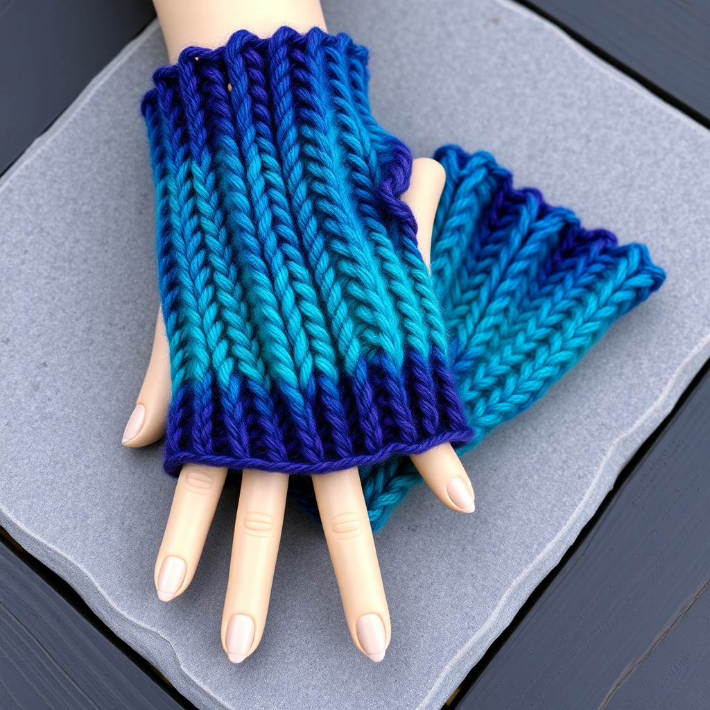 Aurora Borealis Fingerless Gloves Free Knitting Pattern – Iridescent Cable Knit